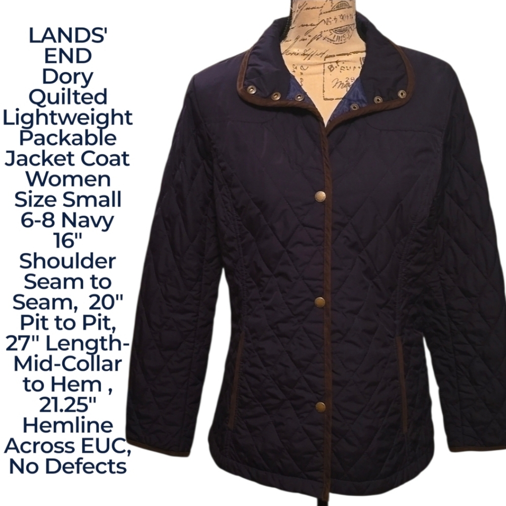 LANDS END Quilted Lightweight Barn Packable Jacket Coat Women Size Small 6-8 EUC
